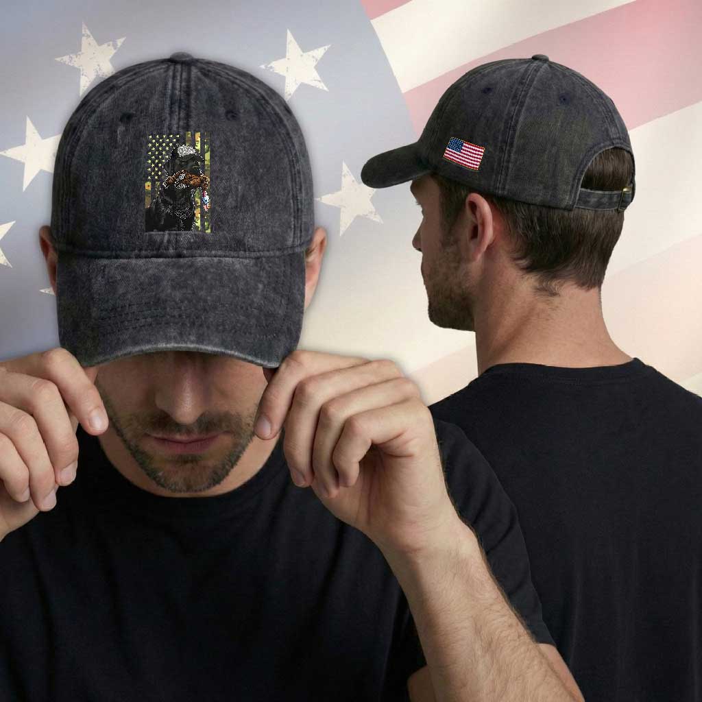 Camo Hunting Dog Turkey American Pride Gift Washed Cotton Baseball Cap TS12 Print Your Wear