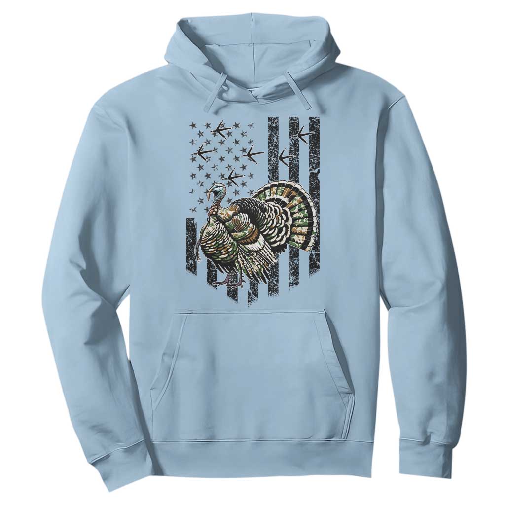 Turkey Hunter Hoodie Patriotic American Flag Gift TS12 Light Blue Print Your Wear