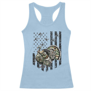 Turkey Hunter Racerback Tank Top Patriotic American Flag Gift TS12 Light Blue Print Your Wear