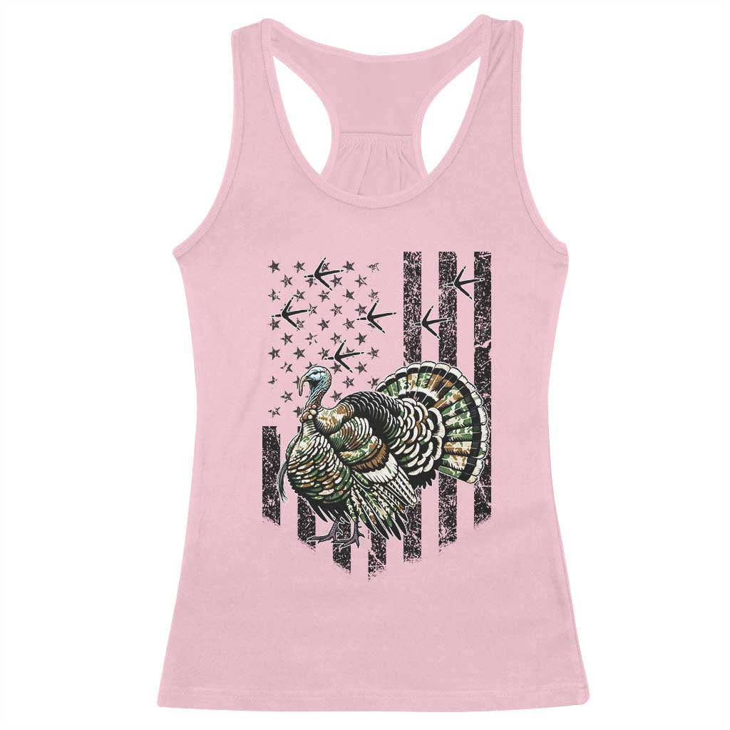 Turkey Hunter Racerback Tank Top Patriotic American Flag Gift TS12 Light Pink Print Your Wear