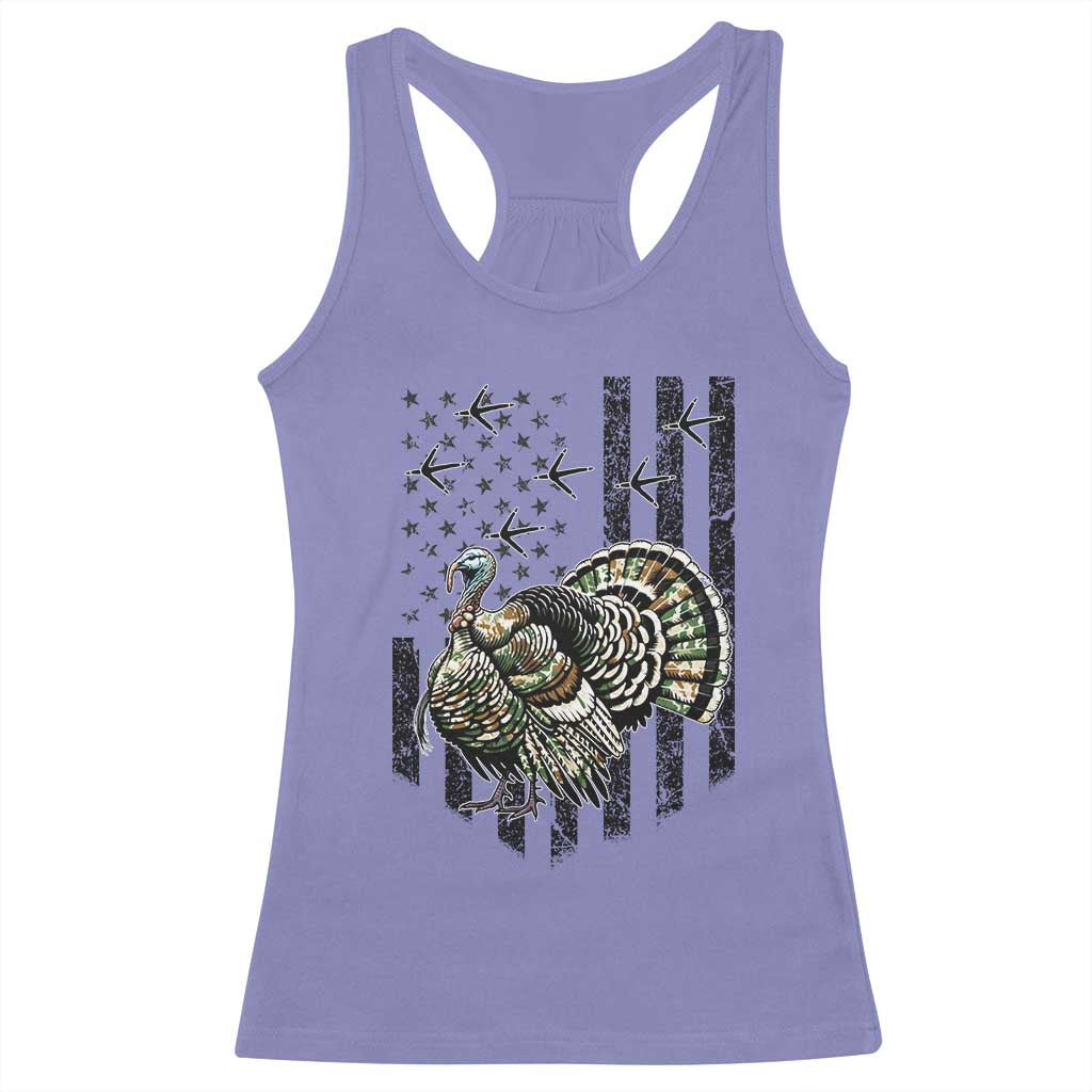 Turkey Hunter Racerback Tank Top Patriotic American Flag Gift TS12 Violet Print Your Wear