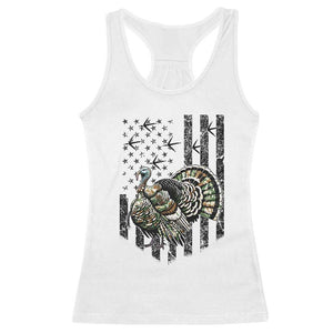 Turkey Hunter Racerback Tank Top Patriotic American Flag Gift TS12 White Print Your Wear