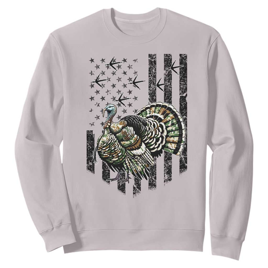 Turkey Hunter Sweatshirt Patriotic American Flag Gift TS12 Ice Gray Print Your Wear