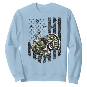 Turkey Hunter Sweatshirt Patriotic American Flag Gift TS12 Light Blue Print Your Wear