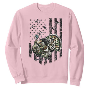 Turkey Hunter Sweatshirt Patriotic American Flag Gift TS12 Light Pink Print Your Wear