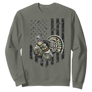 Turkey Hunter Sweatshirt Patriotic American Flag Gift TS12 Military Green Print Your Wear