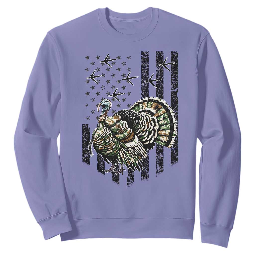 Turkey Hunter Sweatshirt Patriotic American Flag Gift TS12 Violet Print Your Wear