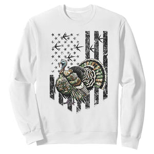 Turkey Hunter Sweatshirt Patriotic American Flag Gift TS12 White Print Your Wear