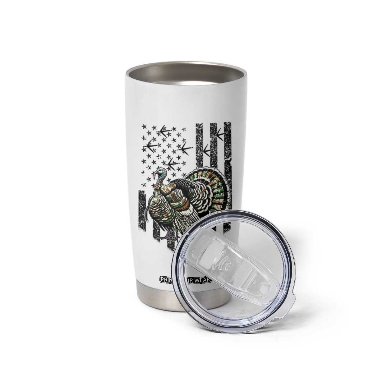 Turkey Hunter Tumbler Cup Patriotic American Flag Gift TS12 Print Your Wear