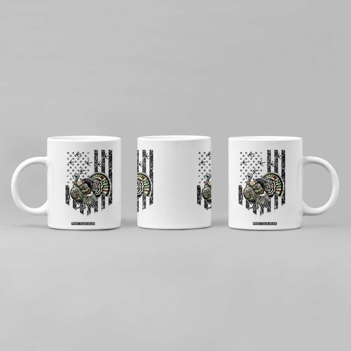 Turkey Hunter Coffee Mug Patriotic American Flag Gift TS12 Print Your Wear
