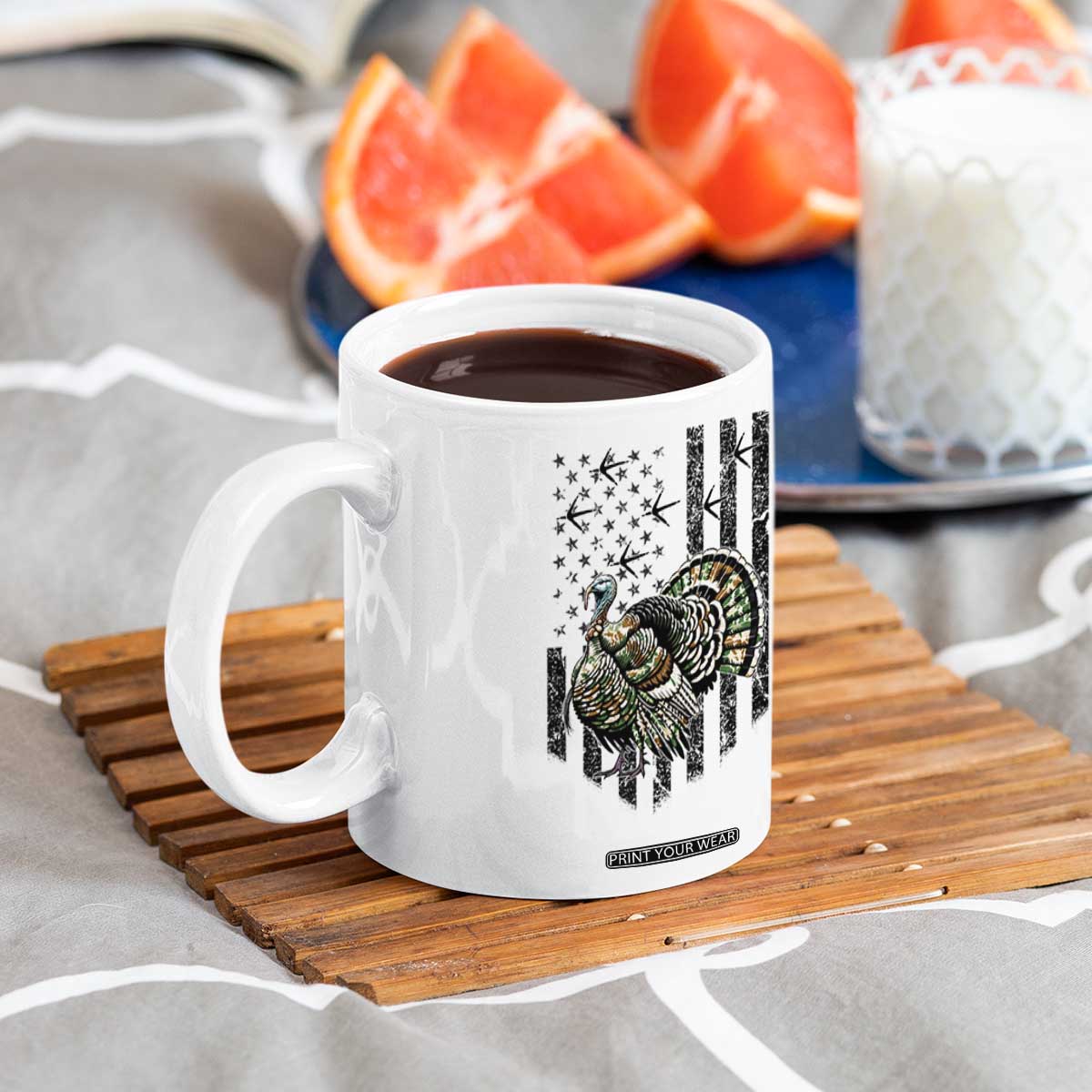 Turkey Hunter Coffee Mug Patriotic American Flag Gift TS12 Print Your Wear