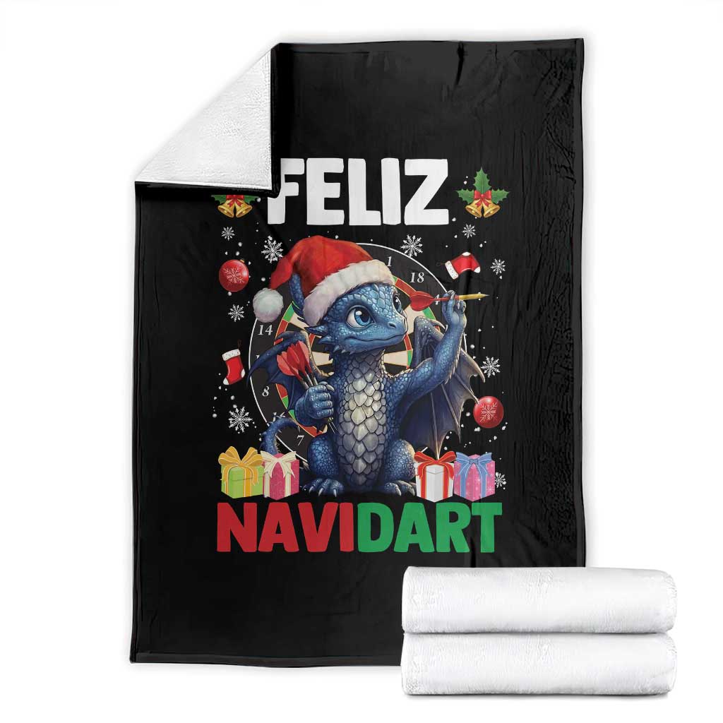 Funny Dragon Throwing Dart Christmas Gift Throw Blanket Feliz Navidart TS12 Black Print Your Wear