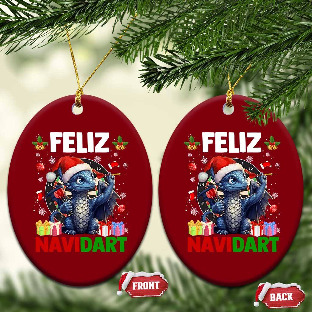 Funny Dragon Throwing Dart Christmas Gift Ceramic Ornament Feliz Navidart TS12 Print Your Wear