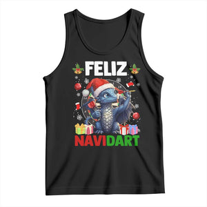 Funny Dragon Throwing Dart Christmas Gift Tank Top Feliz Navidart TS12 Black Print Your Wear