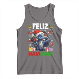 Funny Dragon Throwing Dart Christmas Gift Tank Top Feliz Navidart TS12 Deep Heather Print Your Wear