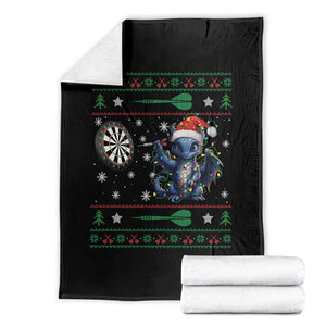 Funny Dragon Throwing Dart Throw Blanket Ugly Christmas Dart Player Gift TS12 Black Print Your Wear