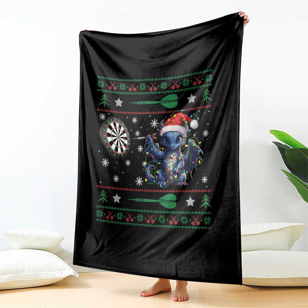 Funny Dragon Throwing Dart Throw Blanket Ugly Christmas Dart Player Gift TS12 Print Your Wear