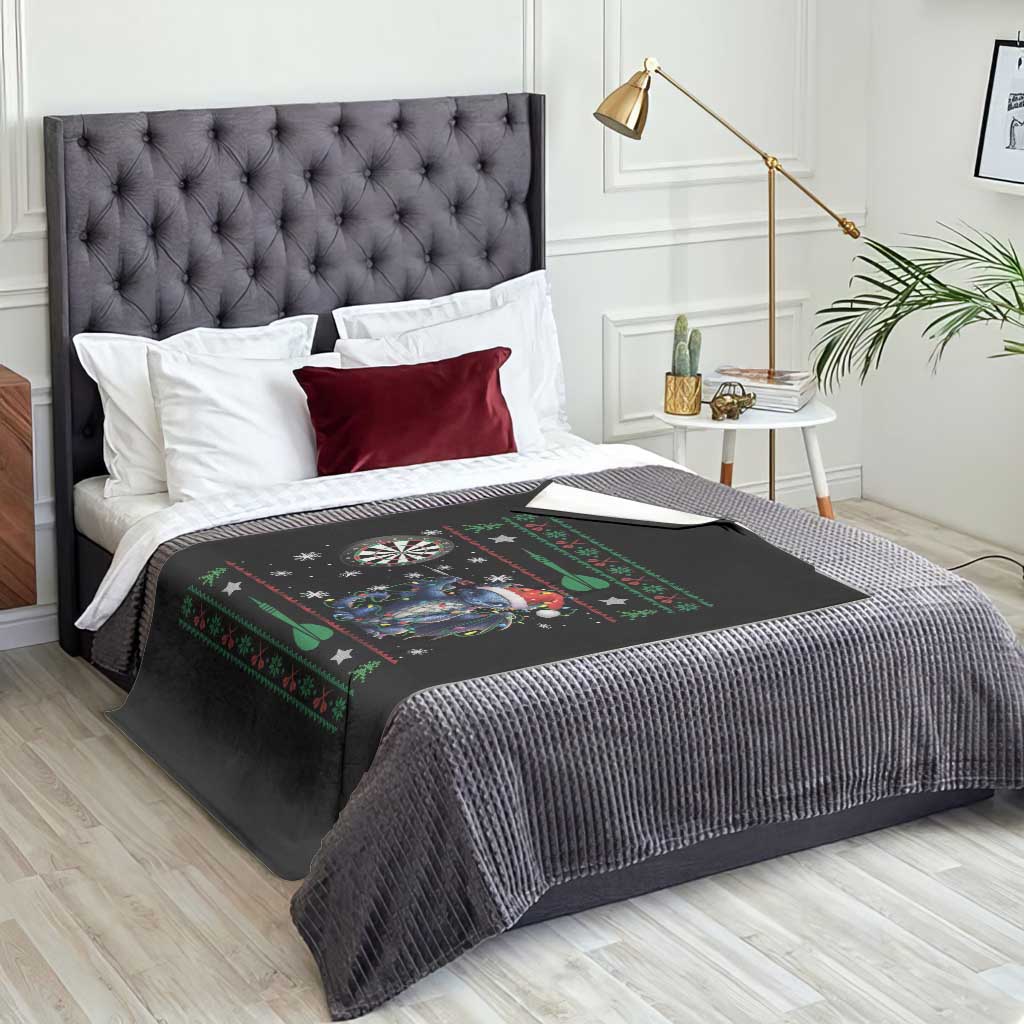 Funny Dragon Throwing Dart Throw Blanket Ugly Christmas Dart Player Gift TS12 Print Your Wear