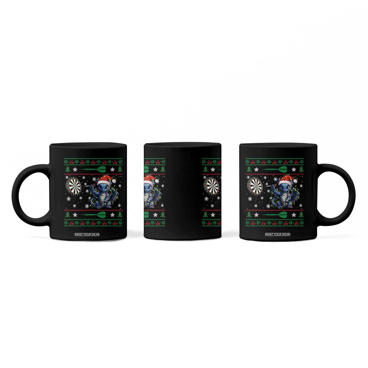 Funny Dragon Throwing Dart Coffee Mug Ugly Christmas Dart Player Gift TS12 Print Your Wear