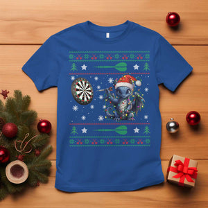 Funny Dragon Throwing Dart T Shirt Ugly Christmas Dart Player Gift TS12 Royal Blue Print Your Wear