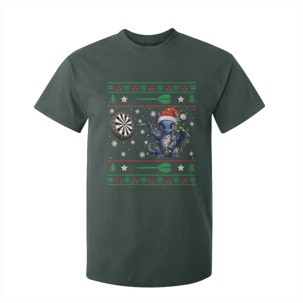 Funny Dragon Throwing Dart T Shirt For Kid Ugly Christmas Dart Player Gift TS12 Dark Forest Green Print Your Wear