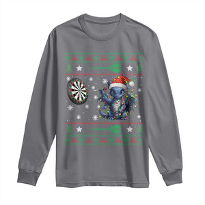 Funny Dragon Throwing Dart Long Sleeve Shirt Ugly Christmas Dart Player Gift TS12 Charcoal Print Your Wear