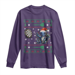Funny Dragon Throwing Dart Long Sleeve Shirt Ugly Christmas Dart Player Gift TS12 Purple Print Your Wear