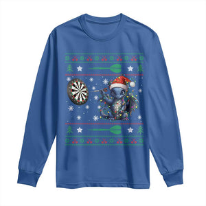 Funny Dragon Throwing Dart Long Sleeve Shirt Ugly Christmas Dart Player Gift TS12 Royal Blue Print Your Wear