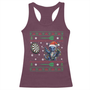Funny Dragon Throwing Dart Racerback Tank Top Ugly Christmas Dart Player Gift TS12 Maroon Print Your Wear