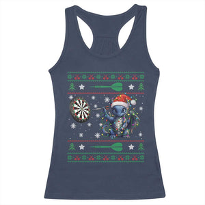 Funny Dragon Throwing Dart Racerback Tank Top Ugly Christmas Dart Player Gift TS12 Navy Print Your Wear