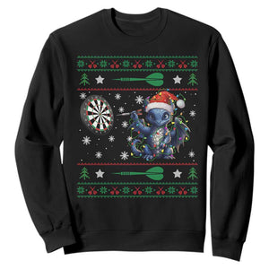 Funny Dragon Throwing Dart Sweatshirt Ugly Christmas Dart Player Gift TS12 Black Print Your Wear