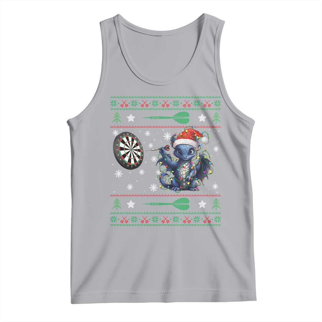Funny Dragon Throwing Dart Tank Top Ugly Christmas Dart Player Gift TS12 Athletic Heather Print Your Wear