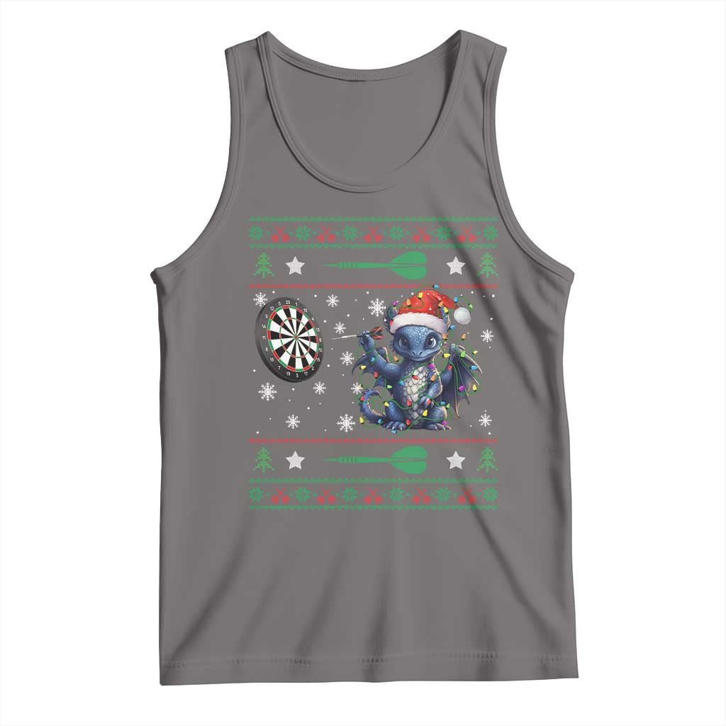 Funny Dragon Throwing Dart Tank Top Ugly Christmas Dart Player Gift TS12 Deep Heather Print Your Wear