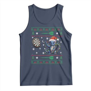 Funny Dragon Throwing Dart Tank Top Ugly Christmas Dart Player Gift TS12 Navy Print Your Wear