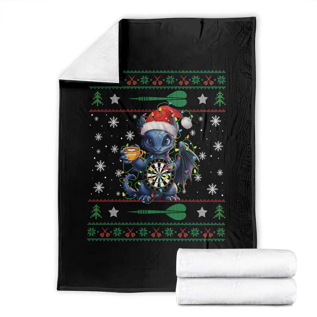 Ugly Christmas Dragon Dart Player Throw Blanket Gift For Dartist TS12 Black Print Your Wear