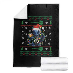Ugly Christmas Dragon Dart Player Throw Blanket Gift For Dartist TS12 Black Print Your Wear