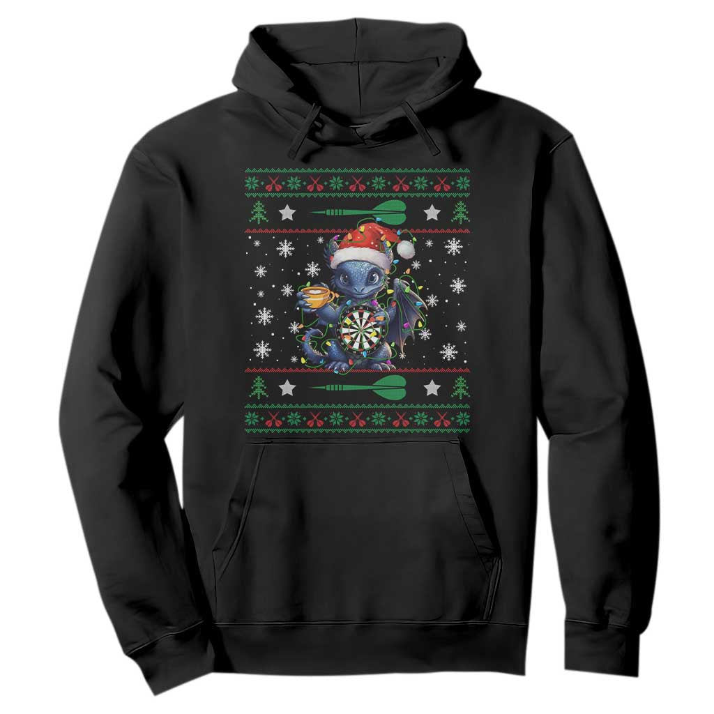 Ugly Christmas Dragon Dart Player Hoodie Gift For Dartist TS12 Black Print Your Wear