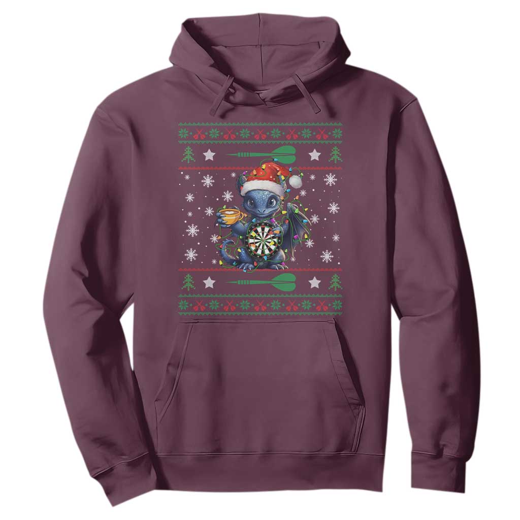 Ugly Christmas Dragon Dart Player Hoodie Gift For Dartist TS12 Maroon Print Your Wear