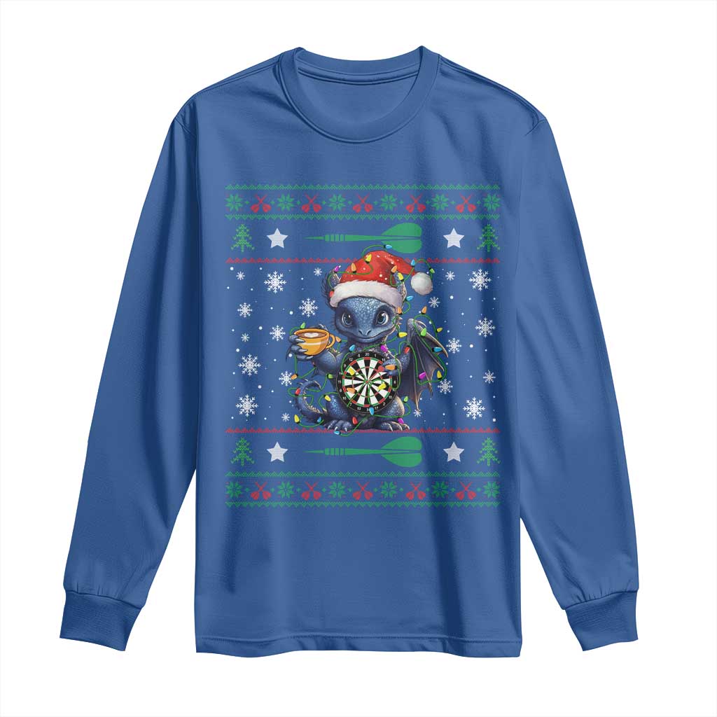 Ugly Christmas Dragon Dart Player Long Sleeve Shirt Gift For Dartist TS12 Royal Blue Print Your Wear