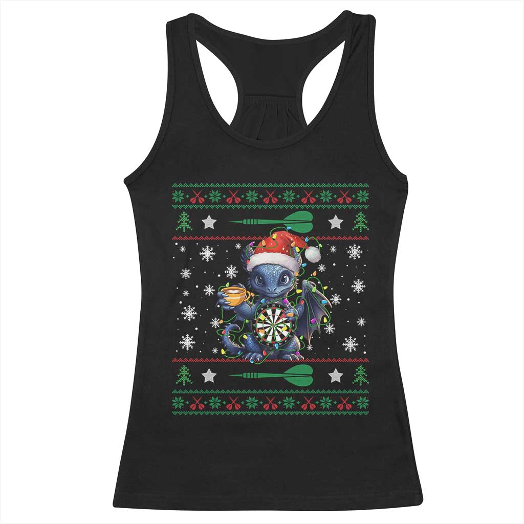 Ugly Christmas Dragon Dart Player Racerback Tank Top Gift For Dartist TS12 Black Print Your Wear