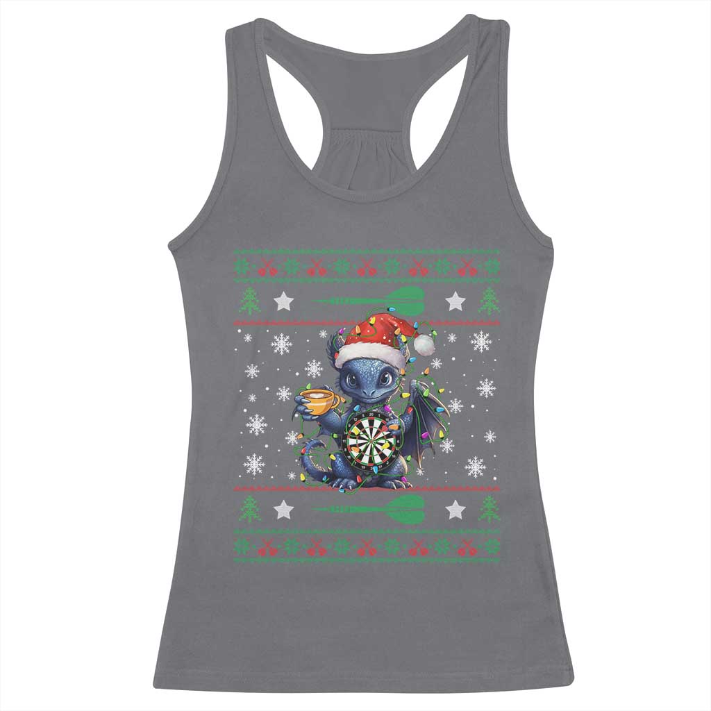 Ugly Christmas Dragon Dart Player Racerback Tank Top Gift For Dartist TS12 Charcoal Print Your Wear