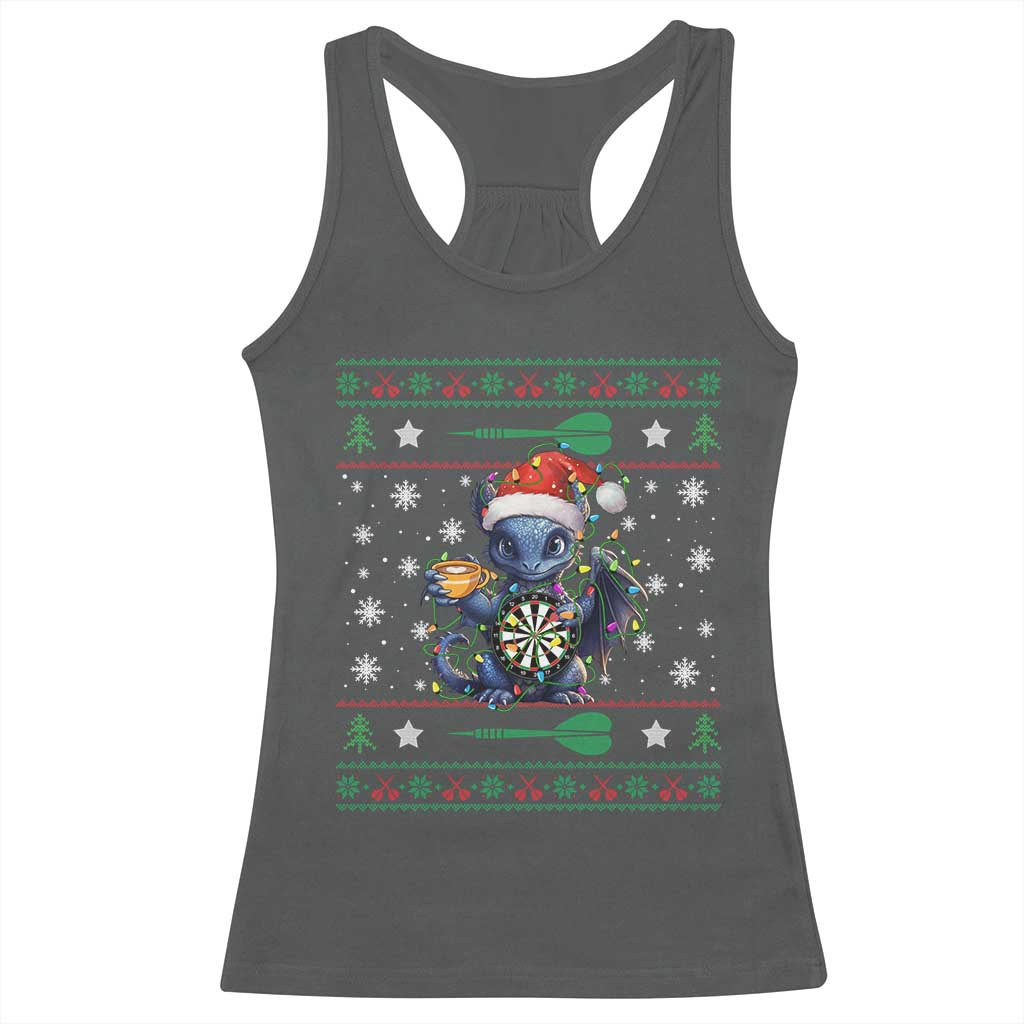 Ugly Christmas Dragon Dart Player Racerback Tank Top Gift For Dartist TS12 Dark Heather Print Your Wear