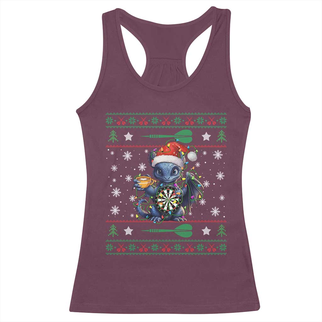 Ugly Christmas Dragon Dart Player Racerback Tank Top Gift For Dartist TS12 Maroon Print Your Wear