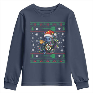Ugly Christmas Dragon Dart Player Youth Sweatshirt Gift For Dartist TS12 Navy Print Your Wear