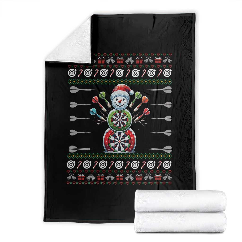 Funny Snowman Dartboard Throw Blanket Dartist Ugly Christmas Gift TS12 Black Print Your Wear