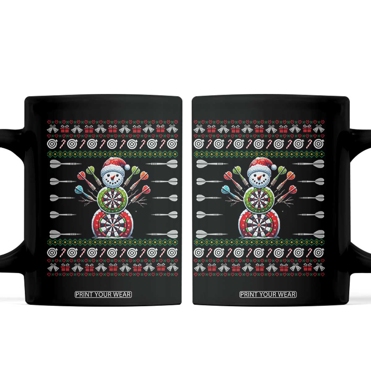 Funny Snowman Dartboard Coffee Mug Dartist Ugly Christmas Gift TS12 Black Print Your Wear