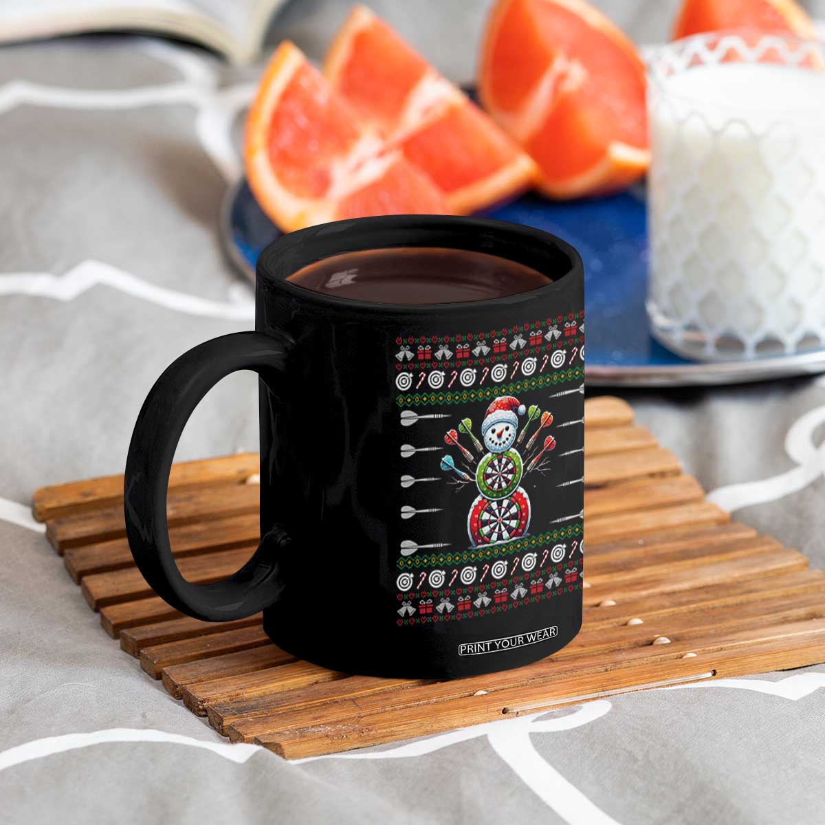 Funny Snowman Dartboard Coffee Mug Dartist Ugly Christmas Gift TS12 Print Your Wear