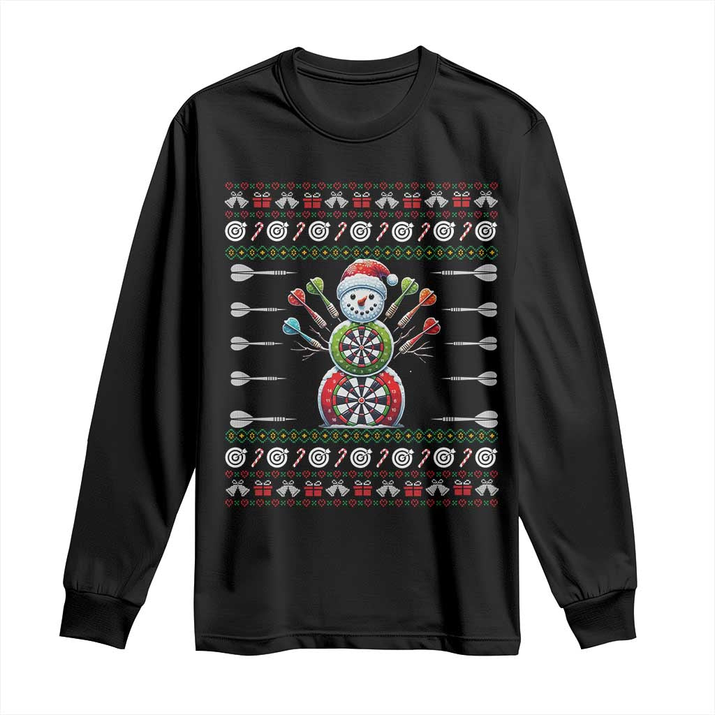 Funny Snowman Dartboard Long Sleeve Shirt Dartist Ugly Christmas Gift TS12 Black Print Your Wear