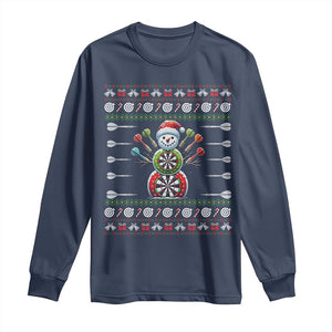 Funny Snowman Dartboard Long Sleeve Shirt Dartist Ugly Christmas Gift TS12 Navy Print Your Wear