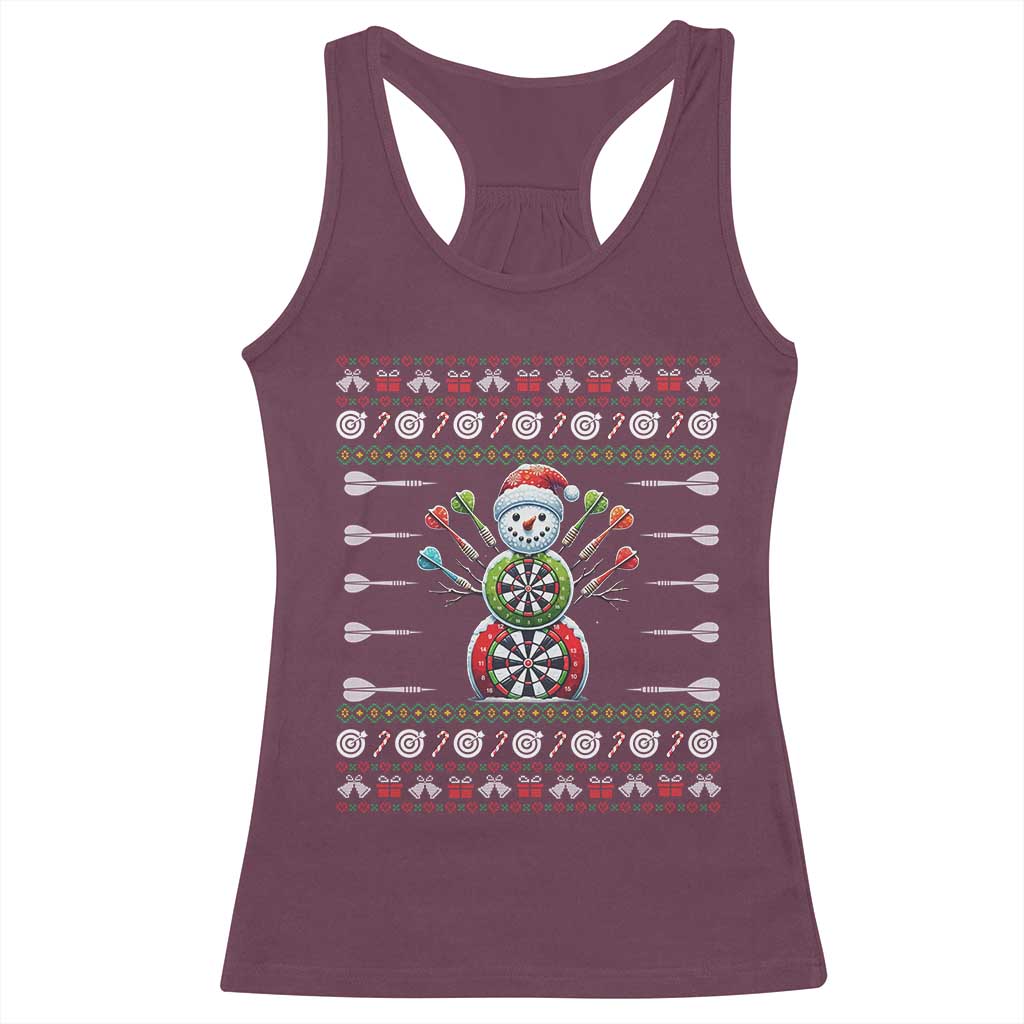 Funny Snowman Dartboard Racerback Tank Top Dartist Ugly Christmas Gift TS12 Maroon Print Your Wear